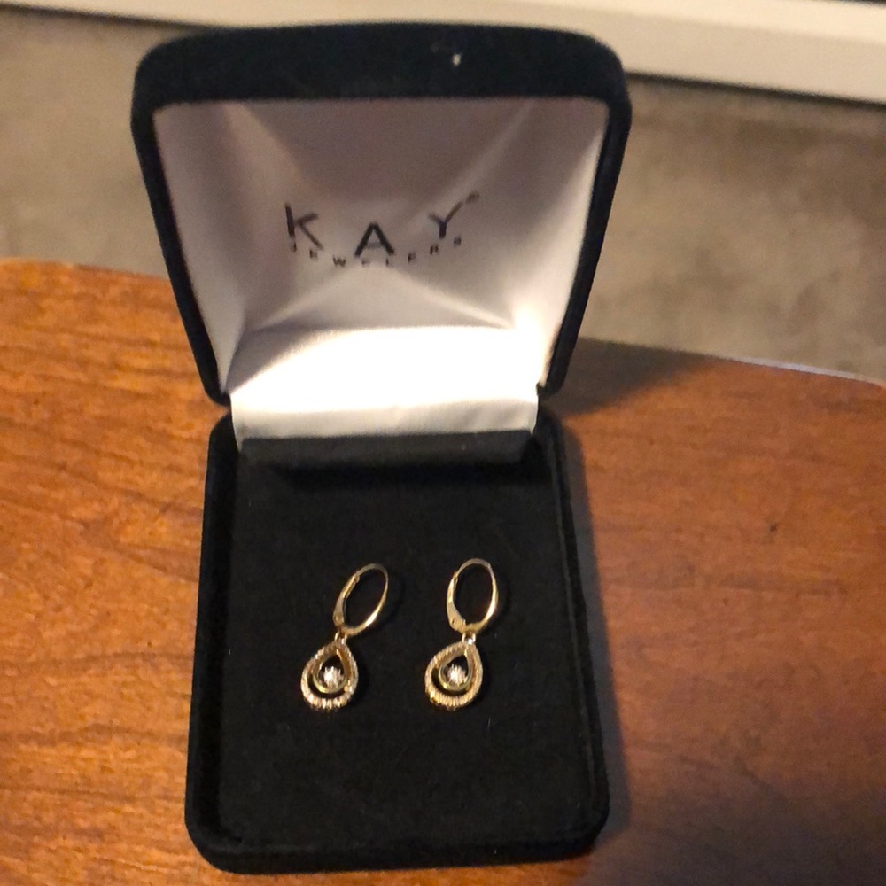 Kay jewlers gold diamonds shimmer 10 K gold earrings worn once